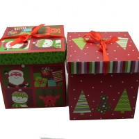 Коробка подарочная   Новогодняя  22х22х22 см / картон  4 вида  5004